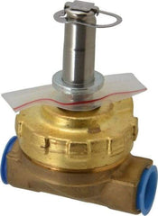 Parker - 1/2" Port, Two Way, Piloted Diaphragm, Brass Solenoid Valve - Normally Closed, 125 Max PSI, PTFE Seal - Eagle Tool & Supply