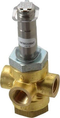Parker - 1/4" Port, Three Way, Direct Acting, Brass Solenoid Valve - Normally Closed, 150 Max PSI, NBR Seal - Eagle Tool & Supply