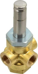 Parker - 1/4" Port, Three Way, Direct Acting, Brass Solenoid Valve - Normally Closed, 85 Max PSI, NBR Seal - Eagle Tool & Supply