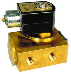 Parker - 3/8" Port Brass Three-Way Quick Exhaust Solenoid Valve - Exact Industrial Supply