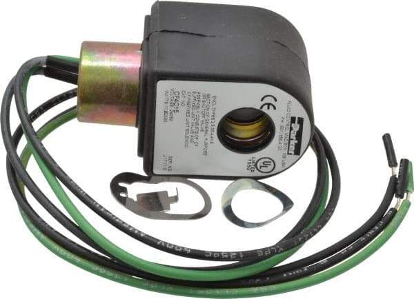 Parker - 240 Volt, 18 Coil Lead Length, Class F, Solenoid Coil - 11.0 Watt, NEMA 4X Enclosure, Use with Parker Skinner Gold Ring Series Valves - Eagle Tool & Supply