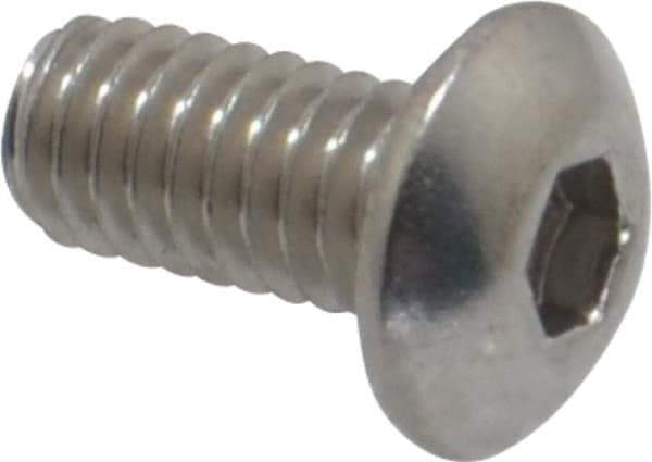 Value Collection - M4x0.70 Metric Coarse Hex Socket Drive, Button Screw - Grade 18-8 Stainless Steel, Fully Threaded, 8mm Length Under Head - Eagle Tool & Supply