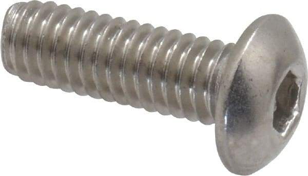 Value Collection - M4x0.70 Metric Coarse Hex Socket Drive, Button Screw - Grade 18-8 Stainless Steel, Fully Threaded, 12mm Length Under Head - Eagle Tool & Supply