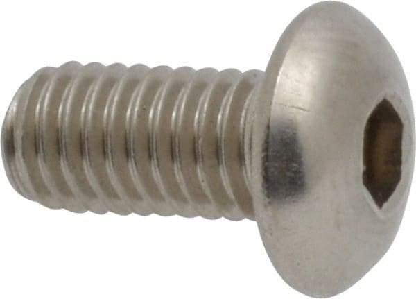 Value Collection - M5x0.80 Metric Coarse Hex Socket Drive, Button Screw - Grade 18-8 Stainless Steel, Fully Threaded, 10mm Length Under Head - Eagle Tool & Supply