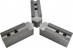 H & R Manufacturing - 1.5mm x 60° Serrated Attachment, Square Soft Lathe Chuck Jaw - 3 Jaws, Steel, 1.69" Btw Mount Hole Ctrs, 7-1/2" Long x 2-1/2" Wide x 2-1/2" High, 0.866" Groove, 20mm Fastener - Eagle Tool & Supply