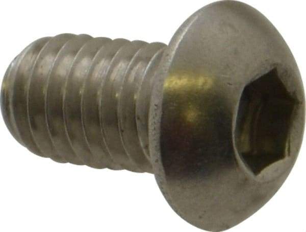 Value Collection - M6x1.00 Metric Coarse Hex Socket Drive, Button Screw - Grade 18-8 Stainless Steel, Fully Threaded, 10mm Length Under Head - Eagle Tool & Supply