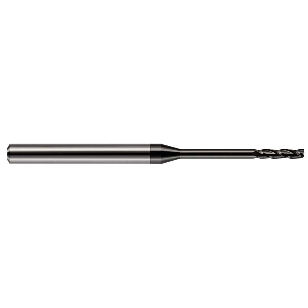 Square End Mill: 0.095'' Dia, 3/4'' LOC, 1/8'' Shank Dia, 2-1/2'' OAL, 3 Flutes, Solid Carbide Single End, Amorphous Diamond Finish, 30 ° Helix, Centercutting, RH Cut, RH Flute