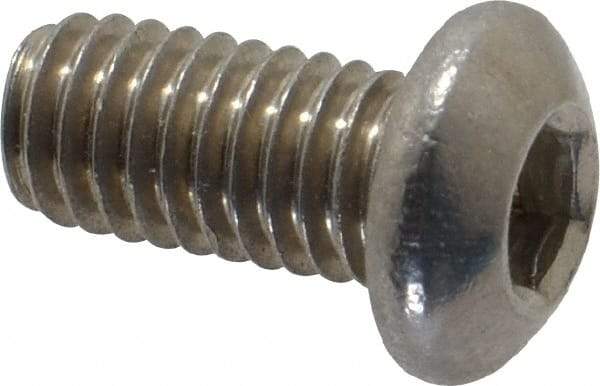Value Collection - M6x1.00 Metric Coarse Hex Socket Drive, Button Screw - Grade 18-8 Stainless Steel, Fully Threaded, 12mm Length Under Head - Eagle Tool & Supply