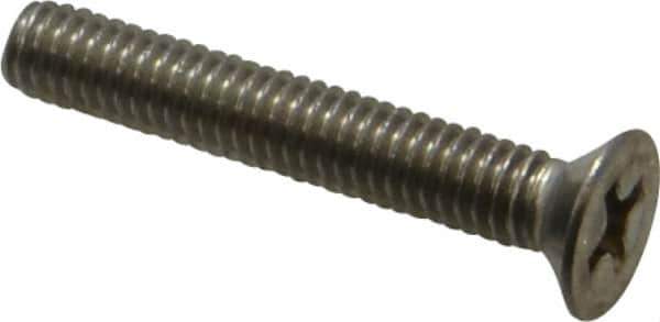Value Collection - M4x0.70 Metric Coarse, 25mm OAL Phillips Drive Machine Screw - Flat Head, Grade 18-8 Stainless Steel, Uncoated, Without Washer - Eagle Tool & Supply