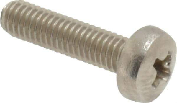 Value Collection - M3x0.50 Metric Coarse, 12mm Length Under Head Phillips Drive Machine Screw - Pan Head, Grade 18-8 Stainless Steel, Uncoated, Without Washer - Eagle Tool & Supply