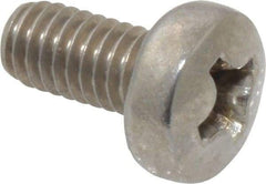 Value Collection - M4x0.70 Metric Coarse, 8mm Length Under Head Phillips Drive Machine Screw - Pan Head, Grade 18-8 Stainless Steel, Uncoated, Without Washer - Eagle Tool & Supply