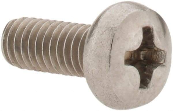 Value Collection - M4x0.70 Metric Coarse, 10mm Length Under Head Phillips Drive Machine Screw - Pan Head, Grade 18-8 Stainless Steel, Uncoated, Without Washer - Eagle Tool & Supply