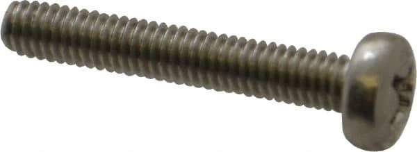 Value Collection - M4x0.70 Metric Coarse, 25mm Length Under Head Phillips Drive Machine Screw - Pan Head, Grade 18-8 Stainless Steel, Uncoated, Without Washer - Eagle Tool & Supply