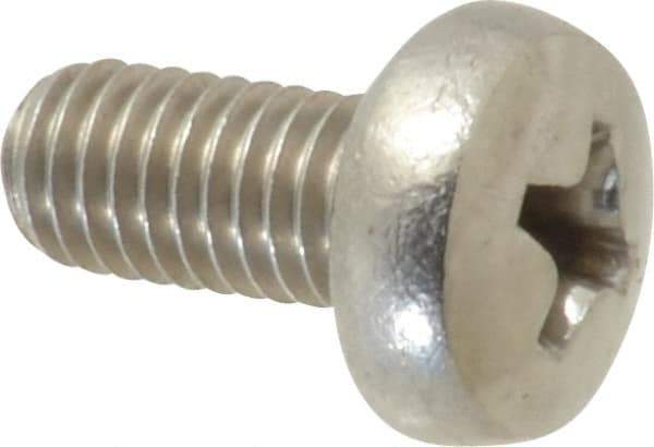 Value Collection - M5x0.80 Metric Coarse, 10mm Length Under Head Phillips Drive Machine Screw - Pan Head, Grade 18-8 Stainless Steel, Uncoated, Without Washer - Eagle Tool & Supply