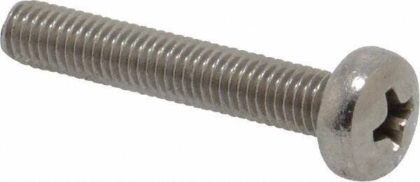 Value Collection - M5x0.80 Metric Coarse, 30mm Length Under Head Phillips Drive Machine Screw - Pan Head, Grade 18-8 Stainless Steel, Uncoated, Without Washer - Eagle Tool & Supply