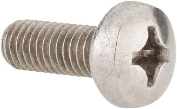 Value Collection - M6x1.00 Metric Coarse, 16mm Length Under Head Phillips Drive Machine Screw - Pan Head, Grade 18-8 Stainless Steel, Uncoated, Without Washer - Eagle Tool & Supply