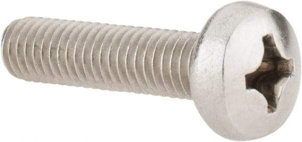 Value Collection - M6x1.00 Metric Coarse, 25mm Length Under Head Phillips Drive Machine Screw - Pan Head, Grade 18-8 Stainless Steel, Uncoated, Without Washer - Eagle Tool & Supply