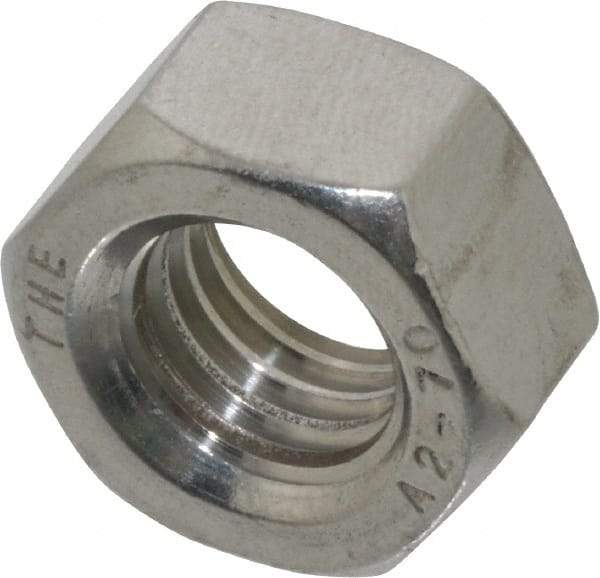 Value Collection - M12x1.75 Stainless Steel Right Hand Hex Nut - 19mm Across Flats, 10mm High, Uncoated - Eagle Tool & Supply