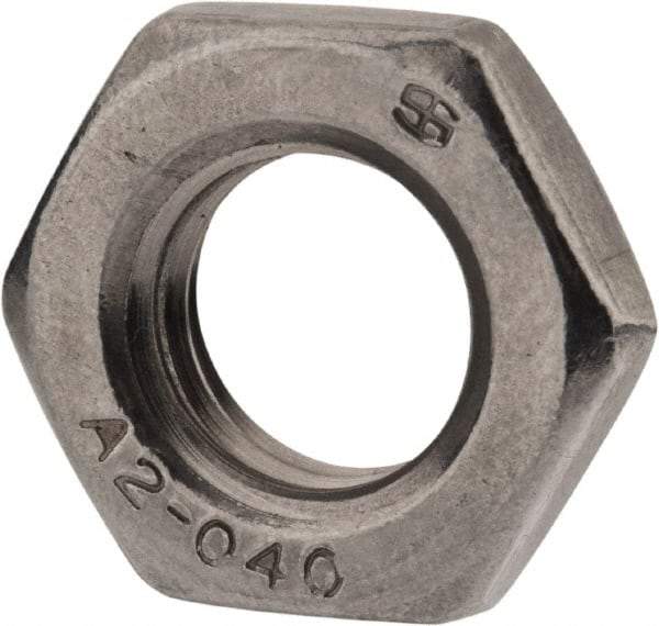 Value Collection - M12x1.75 Metric Coarse Stainless Steel Right Hand Hex Jam Nut - 19mm Across Flats, 6mm High, Uncoated - Eagle Tool & Supply