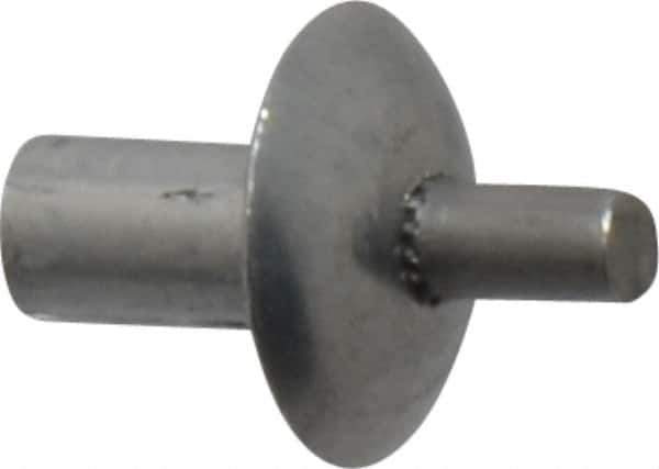 Made in USA - Brazier Head Aluminum Alloy Drive Blind Rivet - Stainless Steel Mandrel, 0.109" to 1/8" Grip, 0.312" Head Diam, 0.128" to 0.14" Hole Diam, 0.219" Length Under Head, 1/8" Body Diam - Eagle Tool & Supply