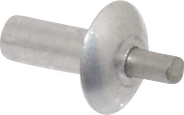 Made in USA - Brazier Head Aluminum Alloy Drive Blind Rivet - Stainless Steel Mandrel, 0.203" to 7/32" Grip, 0.312" Head Diam, 0.128" to 0.14" Hole Diam, 0.313" Length Under Head, 1/8" Body Diam - Eagle Tool & Supply