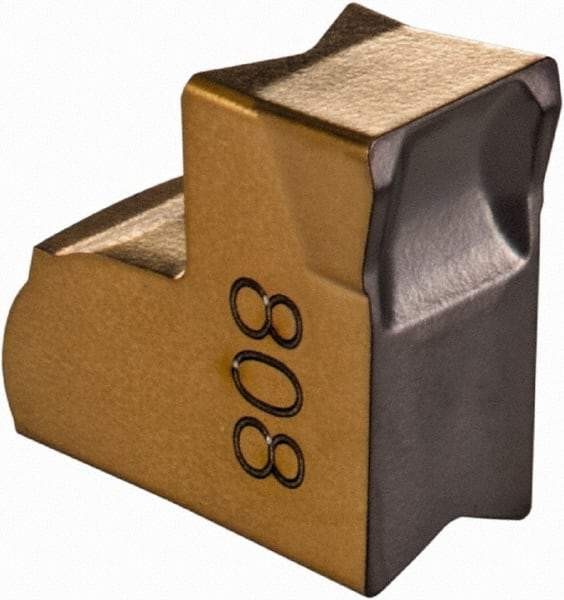 Iscar - TAGN4 C IC808 Grade, 0.157" Cutting Width, Carbide Cutoff Insert - Neutral Lead Angle, 0.0094" Cnr Rad, TiN/TiAlN Coated, Single End - Eagle Tool & Supply
