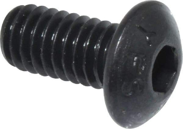 Value Collection - M4x0.70 Metric Coarse Hex Socket Drive, Button Screw - Grade 12.9 Alloy Steel, Black Oxide Finish, Fully Threaded, 8mm Length Under Head - Eagle Tool & Supply