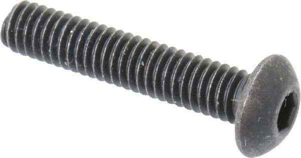 Value Collection - M4x0.70 Metric Coarse Hex Socket Drive, Button Screw - Grade 10.9 Alloy Steel, Black Oxide Finish, Fully Threaded, 20mm Length Under Head - Eagle Tool & Supply