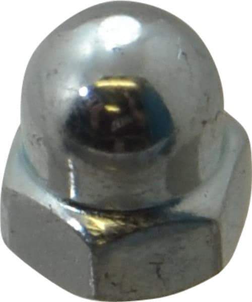 Value Collection - M4x0.7 7mm Width Across Flats, Zinc Plated, Steel Acorn Nut - 8mm Overall Height, Grade 2, DIN 1587 - Eagle Tool & Supply