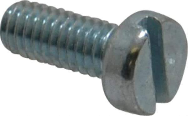 Value Collection - M4x0.70, 10mm Length Under Head Slotted Drive Machine Screw - Cheese Head, Grade 4.8 Steel, Zinc-Plated Finish, Without Washer - Eagle Tool & Supply