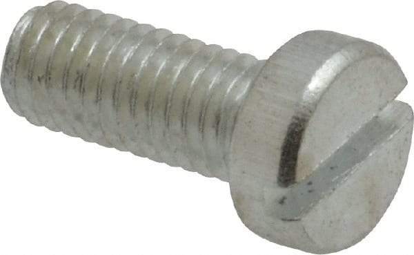 Value Collection - M5x0.80, 12mm Length Under Head Slotted Drive Machine Screw - Cheese Head, Grade 4.8 Steel, Zinc-Plated Finish, Without Washer - Eagle Tool & Supply