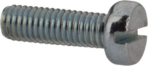 Value Collection - M5x0.80, 16mm Length Under Head Slotted Drive Machine Screw - Cheese Head, Grade 4.8 Steel, Zinc-Plated Finish, Without Washer - Eagle Tool & Supply