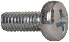 Value Collection - M4x0.70, 10mm Length Under Head Phillips Drive Machine Screw - Pan Head, Grade 4.8 Steel, Zinc-Plated Finish, Without Washer - Eagle Tool & Supply