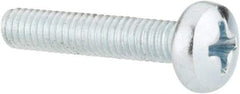 Value Collection - M4x0.70, 20mm Length Under Head Phillips Drive Machine Screw - Pan Head, Grade 4.8 Steel, Zinc-Plated Finish, Without Washer - Eagle Tool & Supply