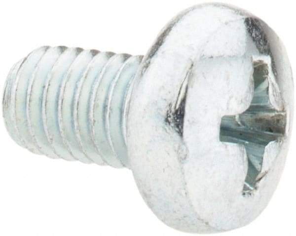 Value Collection - M5x0.80, 8mm Length Under Head Phillips Drive Machine Screw - Pan Head, Grade 4.8 Steel, Zinc-Plated Finish, Without Washer - Eagle Tool & Supply