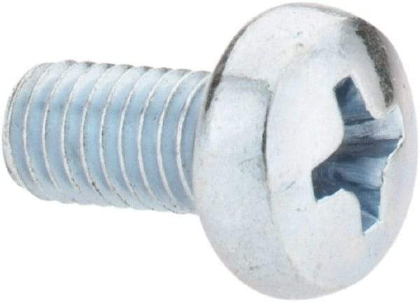 Value Collection - M5x0.80, 10mm Length Under Head Phillips Drive Machine Screw - Pan Head, Grade 4.8 Steel, Zinc-Plated Finish, Without Washer - Eagle Tool & Supply
