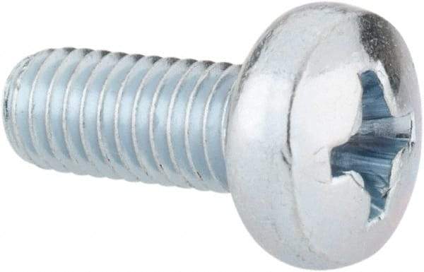 Value Collection - M5x0.80, 12mm Length Under Head Phillips Drive Machine Screw - Pan Head, Grade 4.8 Steel, Zinc-Plated Finish, Without Washer - Eagle Tool & Supply