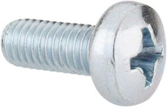 Value Collection - M5x0.80, 12mm Length Under Head Phillips Drive Machine Screw - Pan Head, Grade 4.8 Steel, Zinc-Plated Finish, Without Washer - Eagle Tool & Supply