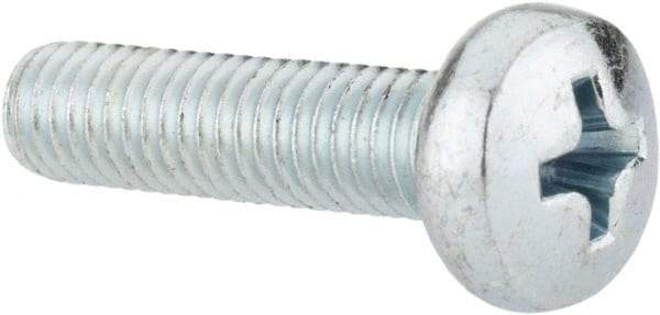 Value Collection - M5x0.80, 20mm Length Under Head Phillips Drive Machine Screw - Pan Head, Grade 4.8 Steel, Zinc-Plated Finish, Without Washer - Eagle Tool & Supply