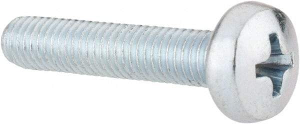 Value Collection - M5x0.80, 25mm Length Under Head Phillips Drive Machine Screw - Pan Head, Grade 4.8 Steel, Zinc-Plated Finish, Without Washer - Eagle Tool & Supply