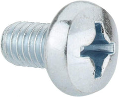 Value Collection - M6x1.00, 10mm Length Under Head Phillips Drive Machine Screw - Pan Head, Grade 4.8 Steel, Zinc-Plated Finish, Without Washer - Eagle Tool & Supply