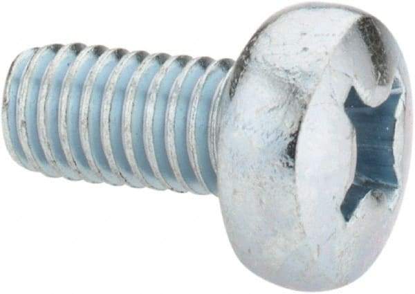 Value Collection - M6x1.00, 12mm Length Under Head Phillips Drive Machine Screw - Pan Head, Grade 4.8 Steel, Zinc-Plated Finish, Without Washer - Eagle Tool & Supply