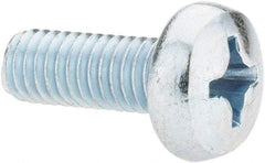Value Collection - M6x1.00, 16mm Length Under Head Phillips Drive Machine Screw - Pan Head, Grade 4.8 Steel, Zinc-Plated Finish, Without Washer - Eagle Tool & Supply