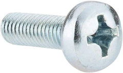 Value Collection - M6x1.00, 20mm Length Under Head Phillips Drive Machine Screw - Pan Head, Grade 4.8 Steel, Zinc-Plated Finish, Without Washer - Eagle Tool & Supply