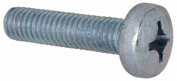 Value Collection - M6x1.00, 25mm Length Under Head Phillips Drive Machine Screw - Pan Head, Grade 4.8 Steel, Zinc-Plated Finish, Without Washer - Eagle Tool & Supply