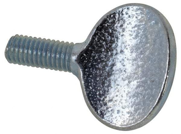 Value Collection - M5x10.00 Oval Shoulderless Grade 2 Steel Thumb Screw - 12mm OAL, 5mm Head Diam x 16mm Head Height, Zinc-Plated Finish - Eagle Tool & Supply