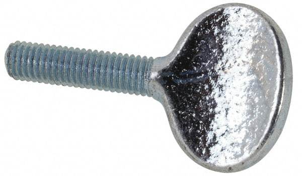 Value Collection - M5x10.00 Oval Shoulderless Grade 2 Steel Thumb Screw - 20mm OAL, 5mm Head Diam x 16mm Head Height, Zinc-Plated Finish - Eagle Tool & Supply