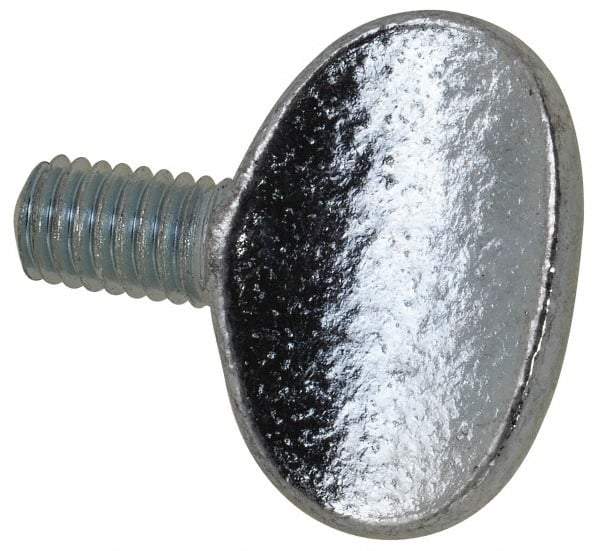 Value Collection - M6x1.00 Oval Shoulderless Grade 2 Steel Thumb Screw - 10mm OAL, 6mm Head Diam x 16.5mm Head Height, Zinc-Plated Finish - Eagle Tool & Supply