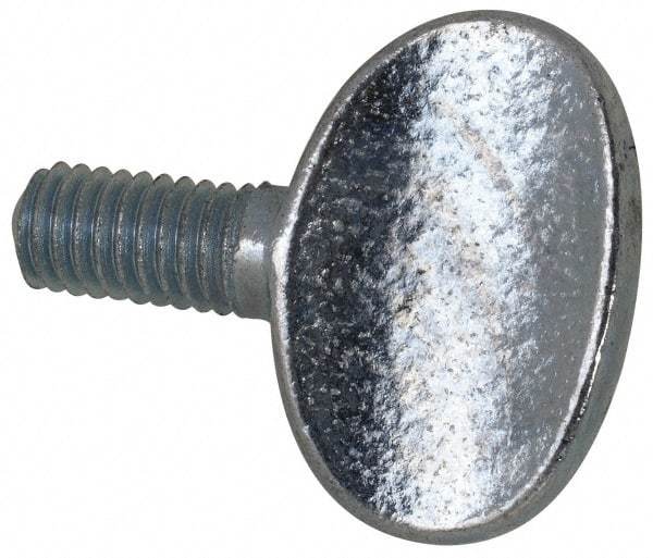 Value Collection - M6x1.00 Oval Shoulderless Grade 2 Steel Thumb Screw - 12mm OAL, 6mm Head Diam x 16.5mm Head Height, Zinc-Plated Finish - Eagle Tool & Supply
