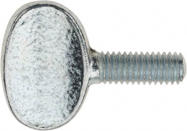 Value Collection - M6x1.00 Oval Shoulderless Grade 2 Steel Thumb Screw - 16mm OAL, 6mm Head Diam x 16.5mm Head Height, Zinc-Plated Finish - Eagle Tool & Supply